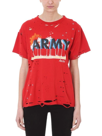 Shop Amiri Oversize Vintage Army T-shirt In Red
