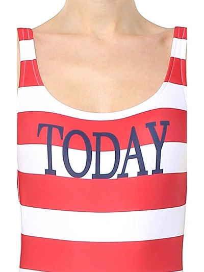 Shop Alberta Ferretti Today Striped Swimsuit In Rosso