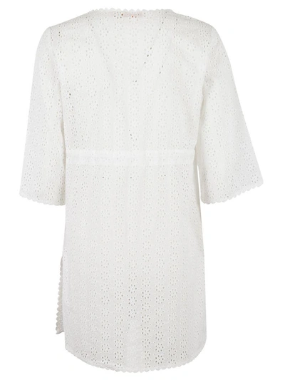 Shop Tory Burch Perforated Dress In Bianco
