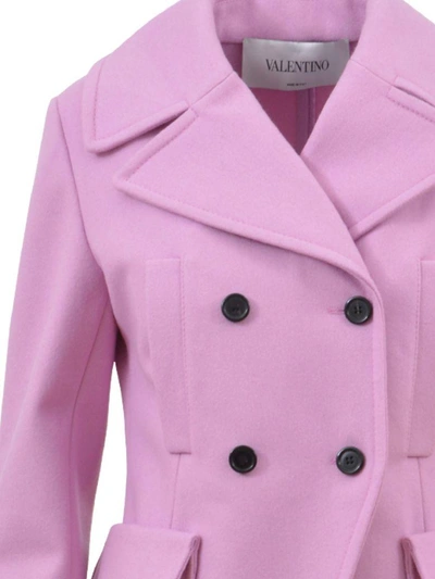 Shop Valentino Double-breasted Coat In Pink