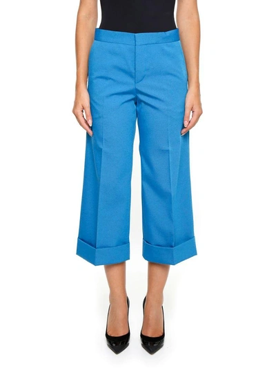 Shop Marni Wool Trousers In Cobalt|blu