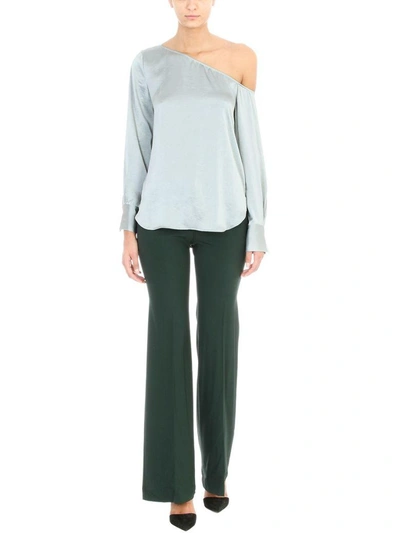 Shop Theory Demitria Flared Green Stretch-wool Pants