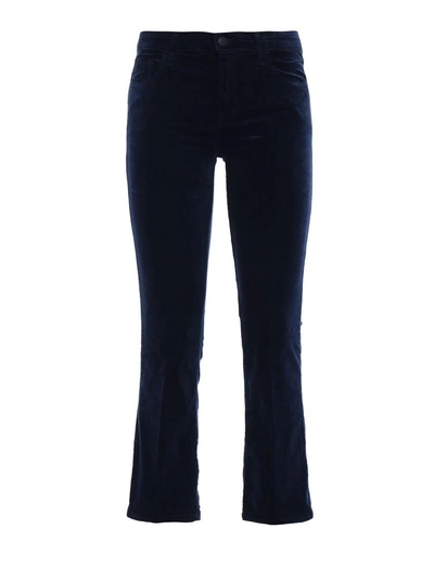 Shop J Brand Selena Velvet Bootcut Trousers In Dark Iris
