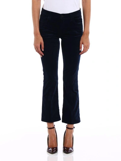 Shop J Brand Selena Velvet Bootcut Trousers In Dark Iris