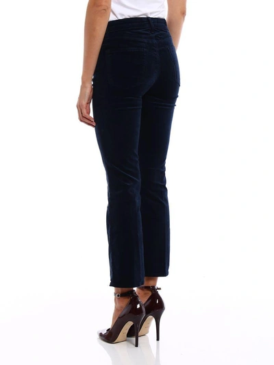 Shop J Brand Selena Velvet Bootcut Trousers In Dark Iris