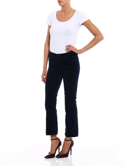 Shop J Brand Selena Velvet Bootcut Trousers In Dark Iris