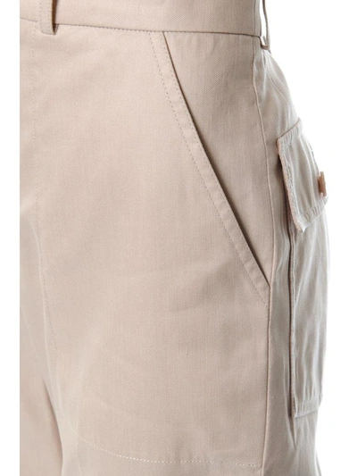Shop Chloé Cropped Length Linen-cotton Blend Trousers In Pink