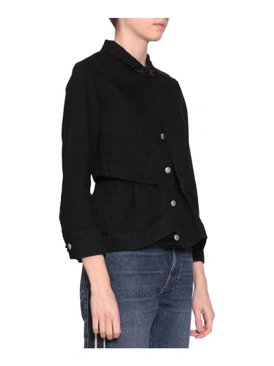 Shop Alexander Mcqueen Denim Peplum Jacket In Nero