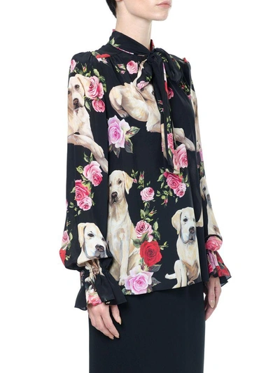 Shop Dolce & Gabbana Printed Silk Blouse In Black-multicolor