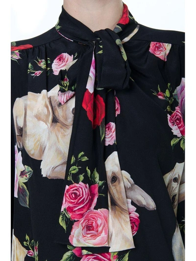 Shop Dolce & Gabbana Printed Silk Blouse In Black-multicolor