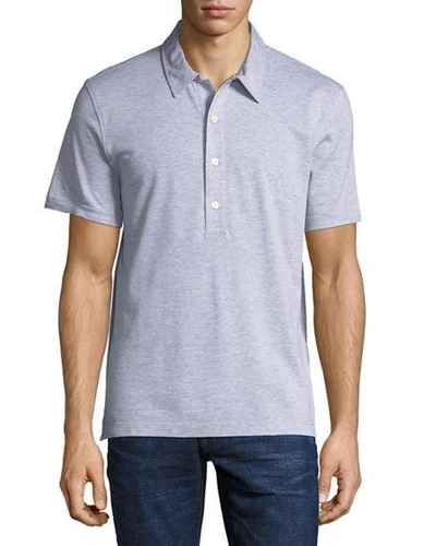 Shop Tom Ford Heathered Jersey Short-sleeve Polo Shirt In Light Gray