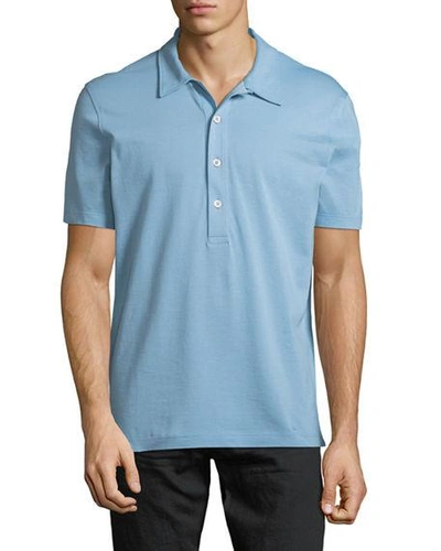 Shop Tom Ford Heathered Jersey Short-sleeve Polo Shirt In Blue
