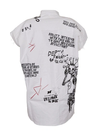 Shop R13 Punk Print Long Shirt In Bianco Nero