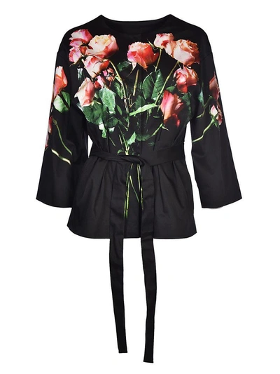 Shop Moschino Floral Print Jacket In Black
