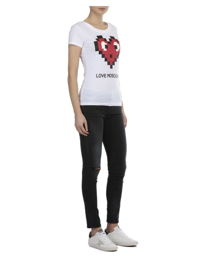 Shop Love Moschino Cotton T-shirt In Optical White