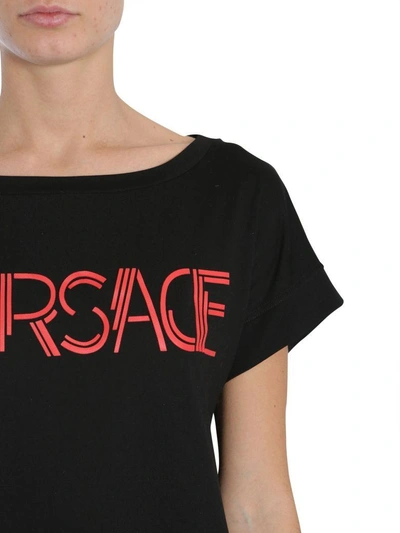 Shop Versace T-shirt Dress With Logo In Nero