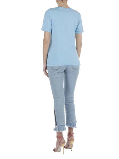 Shop Fendi Cotton T-shirt In Light Blue
