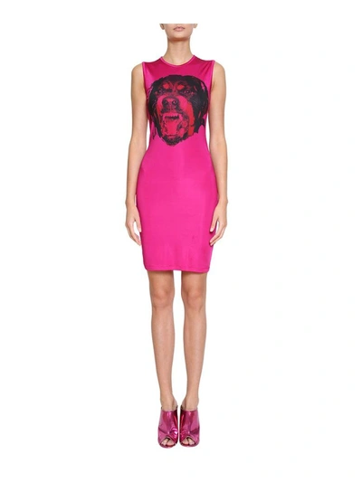 Shop Givenchy Rottweriler Viscose Dress In Fucsia