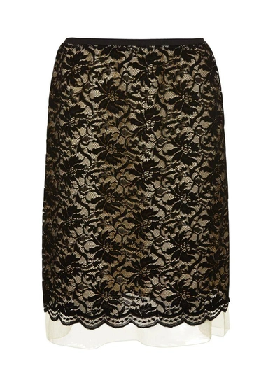 Shop Marc Jacobs Lace Overlay Skirt In Nero Giallo