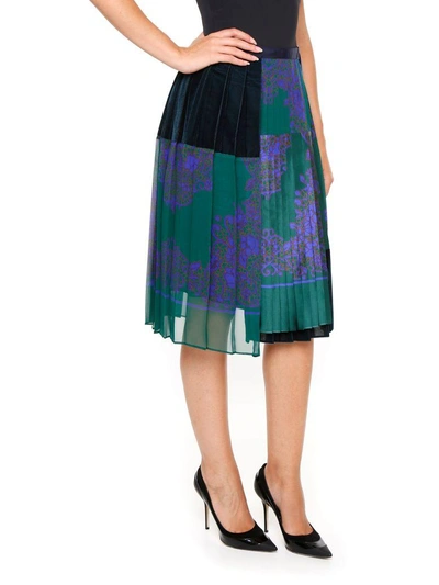 Shop Sacai Pleated Skirt In Green|verde