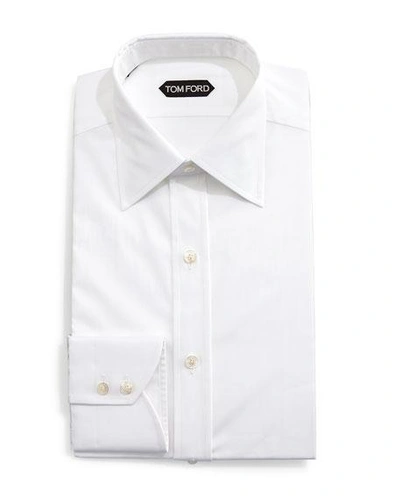 Shop Tom Ford Solid Barrel-cuff Dress Shirt, White