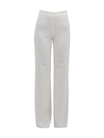 Shop Max Mara Wool Crepe Pants In Off White