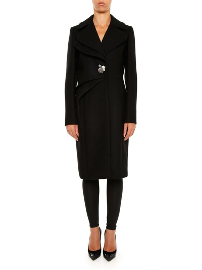 Shop Lanvin Embellished Button Coat In Blacknero