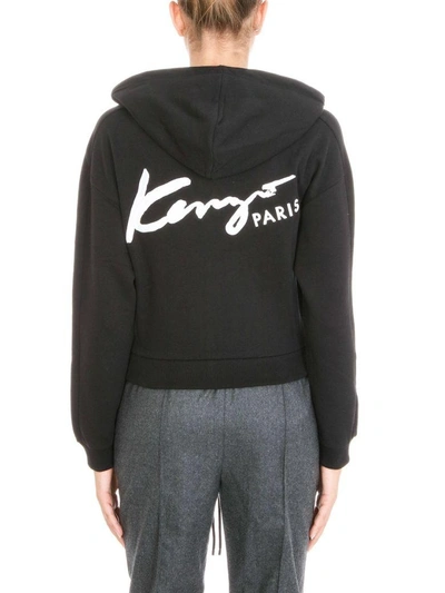 Shop Kenzo Short Signature Cotton Sweatshirt In Black