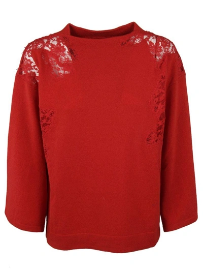 Shop Ermanno Ermanno Scervino See-through Shoulder Sweatshirt In Red