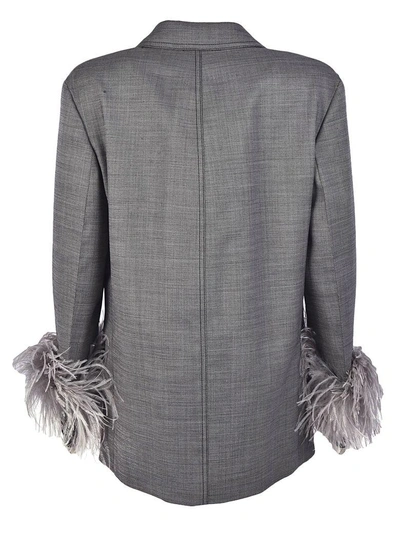 Shop Prada Feathered Cuff Blazer In Granito