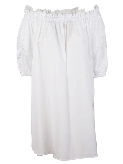 Shop Ermanno Scervino Off Shoulder Dress In Bianco