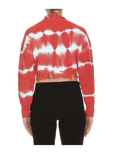 Shop Msgm Tie-dye Knit Sweater In Red