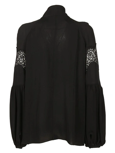 Shop Givenchy Lace Panel Balloon Sleeve Blouse In Black