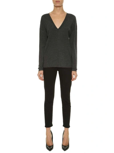 Shop Michael Michael Kors V Neck Sweater In Charcoal