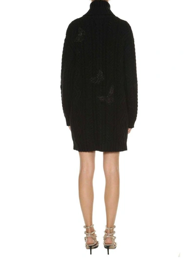 Shop Valentino Knitted Wool Coat In Nero