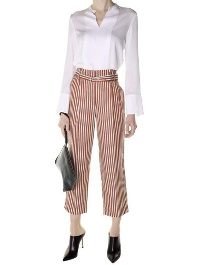 Shop Giorgio Armani Striped Cotton And Silk-blend Trousers In Rosso