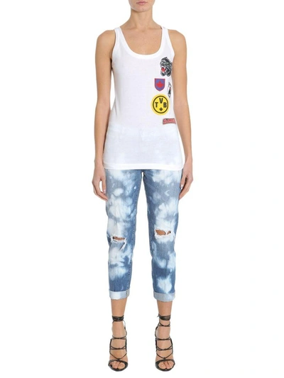 Shop Dsquared2 Embroidered Tank Top In Bianco