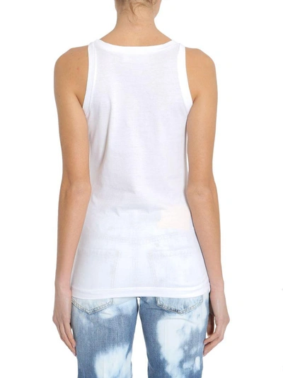 Shop Dsquared2 Embroidered Tank Top In Bianco