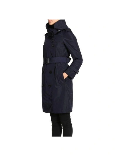 Shop Burberry Coat Coat Women  In Blue