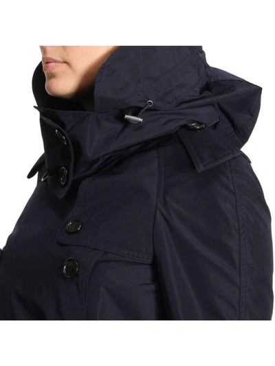 Shop Burberry Coat Coat Women  In Blue