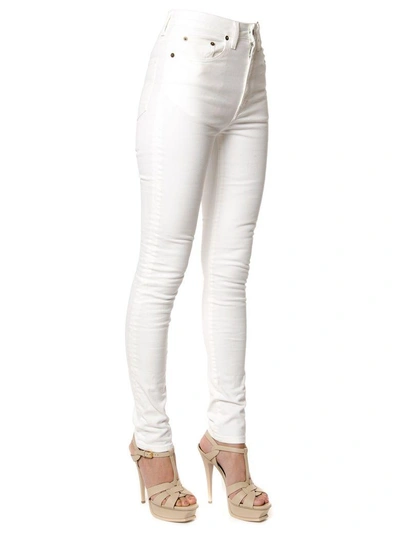 Shop Saint Laurent High Rise Skinny Jeans In White