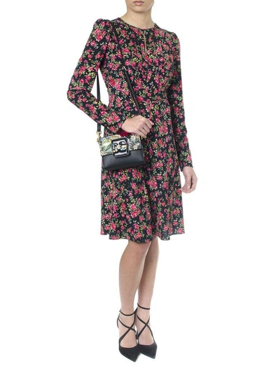 Shop Dolce & Gabbana Floral Printed Sable Dress In Black-multicolor