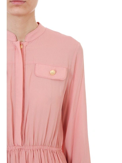 Shop Pierre Balmain Pink Silk Dress In Rose-pink