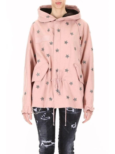 Shop As65 Crystal Stars Parka In Nude (pink)