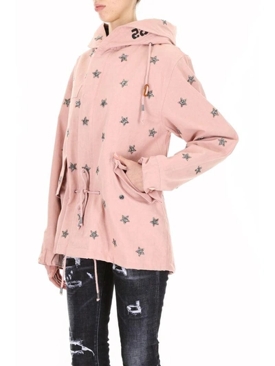 Shop As65 Crystal Stars Parka In Nude (pink)