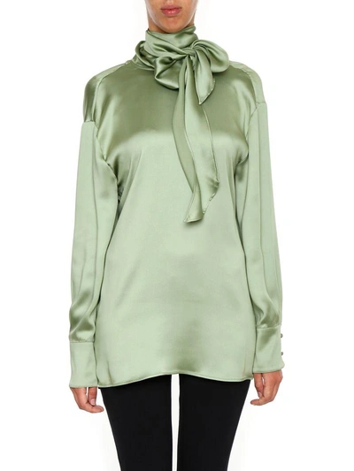 Shop Valentino Long-sleeved Blouse In |verde