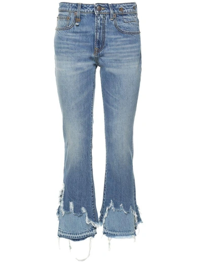 Shop R13 Kick Shredded-hem Jeans In Denim