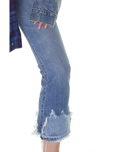 Shop R13 Kick Shredded-hem Jeans In Denim