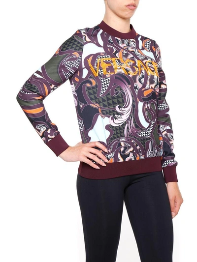 Shop Versace Sweatshirt In Burgundy+stampa|viola