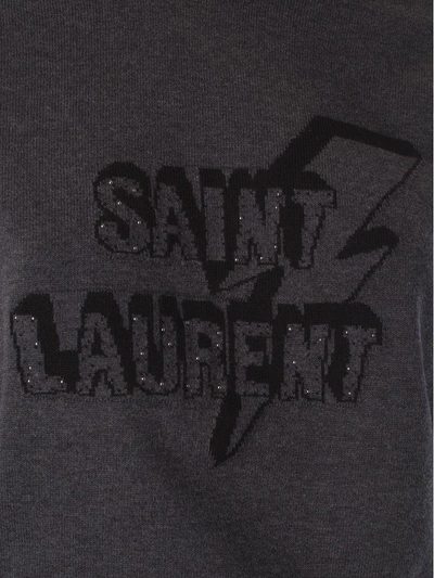 Shop Saint Laurent Knitted Hoodie In Nero